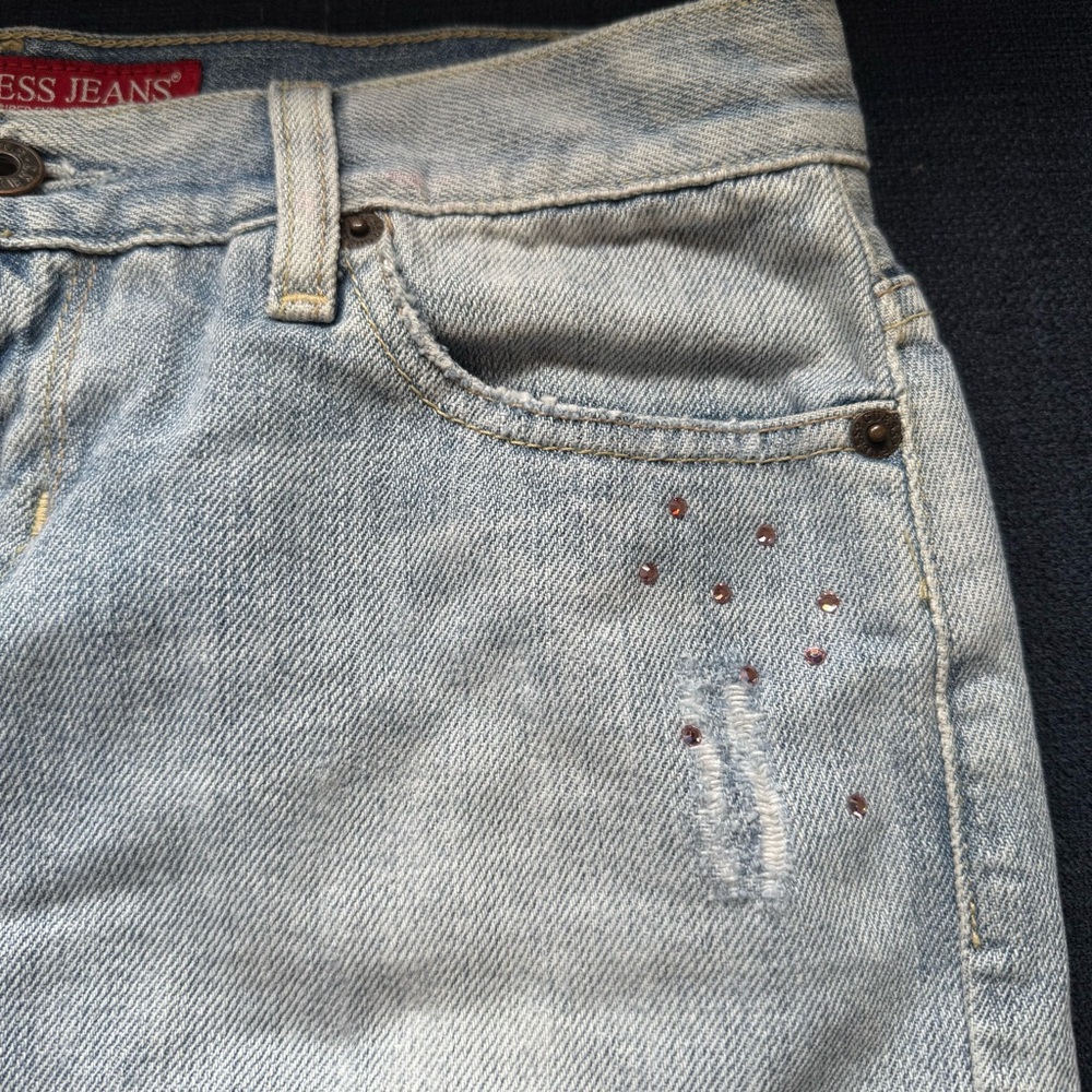 Vintage Y2K Guess Women's light Blue Denim mini Skirt size 24 - Picture 3 of 16